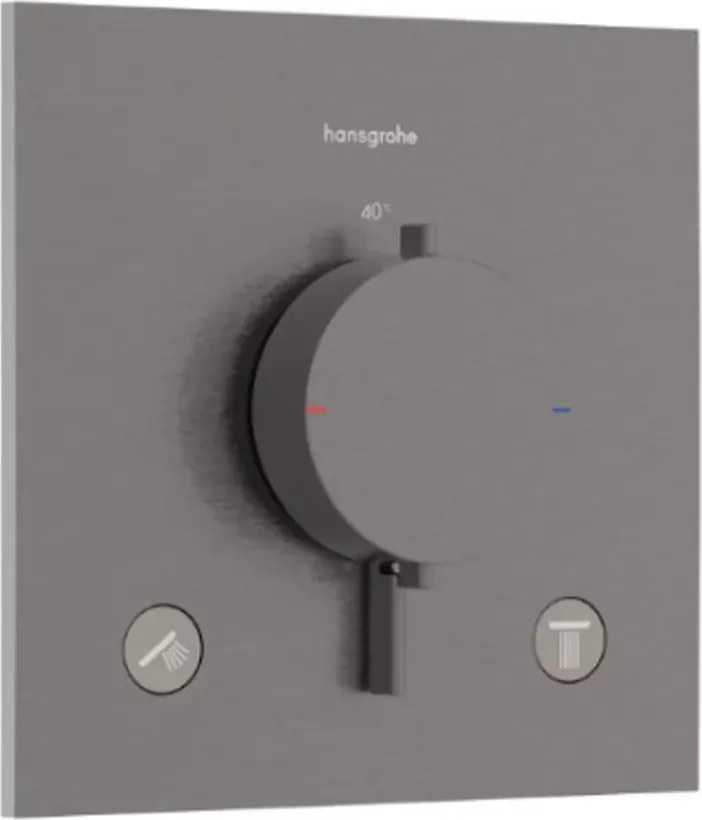 Baterie cada-dus termostatata Hansgrohe Ecostat Comfort E finisaj negru-crom periat fara corp ingropat