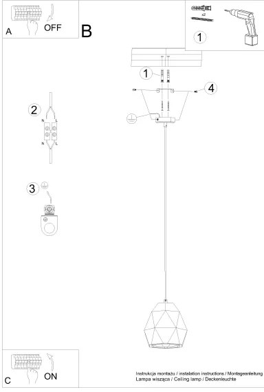 Lustră pe cablu Sollux SL.1251 MINT 1xE27/15W/230V ceramică
