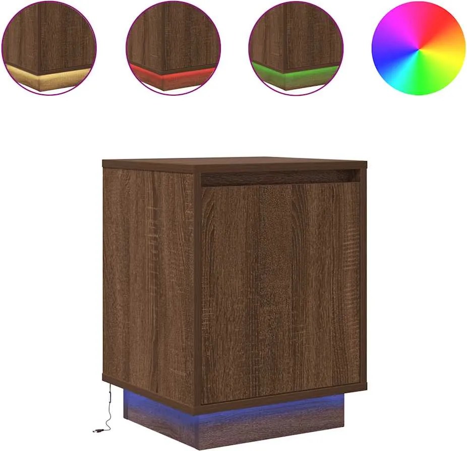 vidaXL Noptiera cu lumini LED Stejar maro 38x34x50 cm