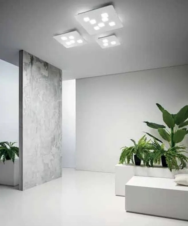 Plafoniera moderna GISELLE 35x35cm, alb, gri sau argintiu