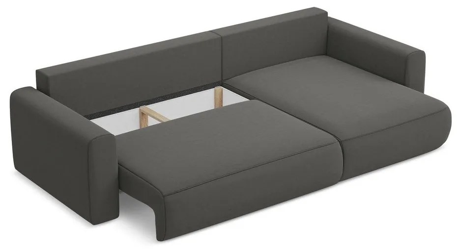 Colțar gri închis extensibil/cu spațiu de depozitare cu tapițerie din catifea (cu colț pe partea dreaptă/cu șezlong) Kapua – Makamii
