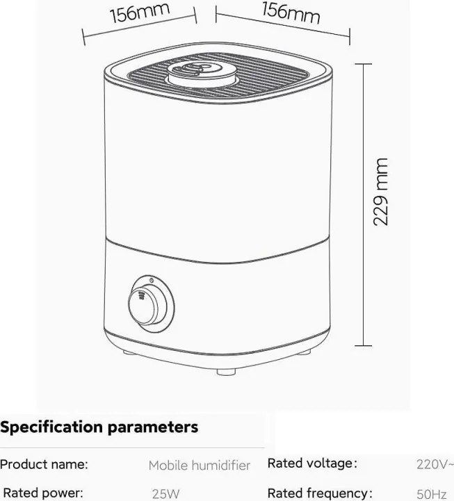 Umidificator de aer Xaomi Lydsto F100, Pana la 20 m², 200 l/h, 2,5 l, 3 trepte, Oprire automata, Alb