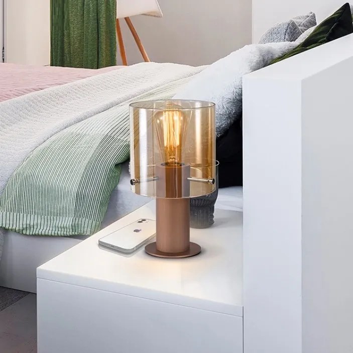 Veioza design modern Venize cupru/ chihlimbar