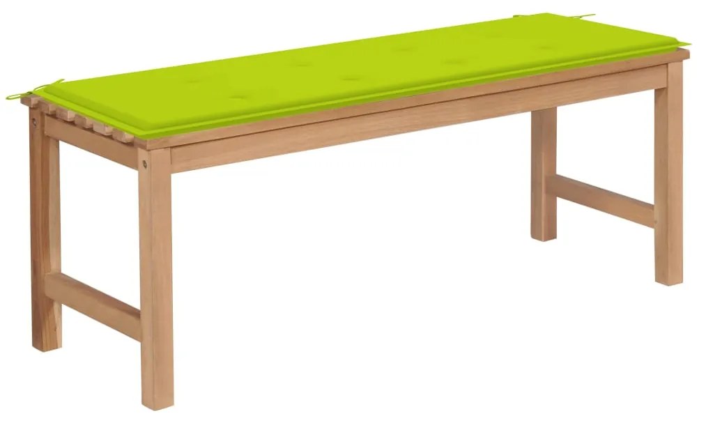 3062822 vidaXL Bancă de grădină, pernă verde aprins, 120 cm, lemn masiv tec