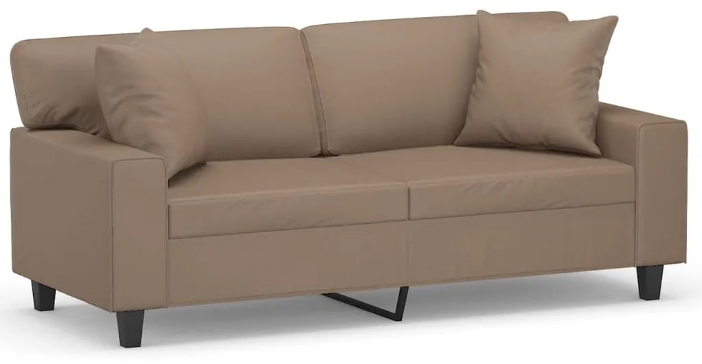 3153064 vidaXL Canapea cu 2 locuri, perne&pernuțe cappuccino 140 cm piele eco