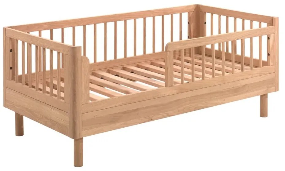 Pătuț în culoare naturală din lemn de stejar 70x140 cm Forrest – Vipack