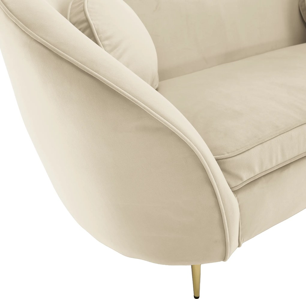 Canapea cu 2 locuri de design, ţesătură Velvet bej/gold crom auriu, EZIO TYP 2