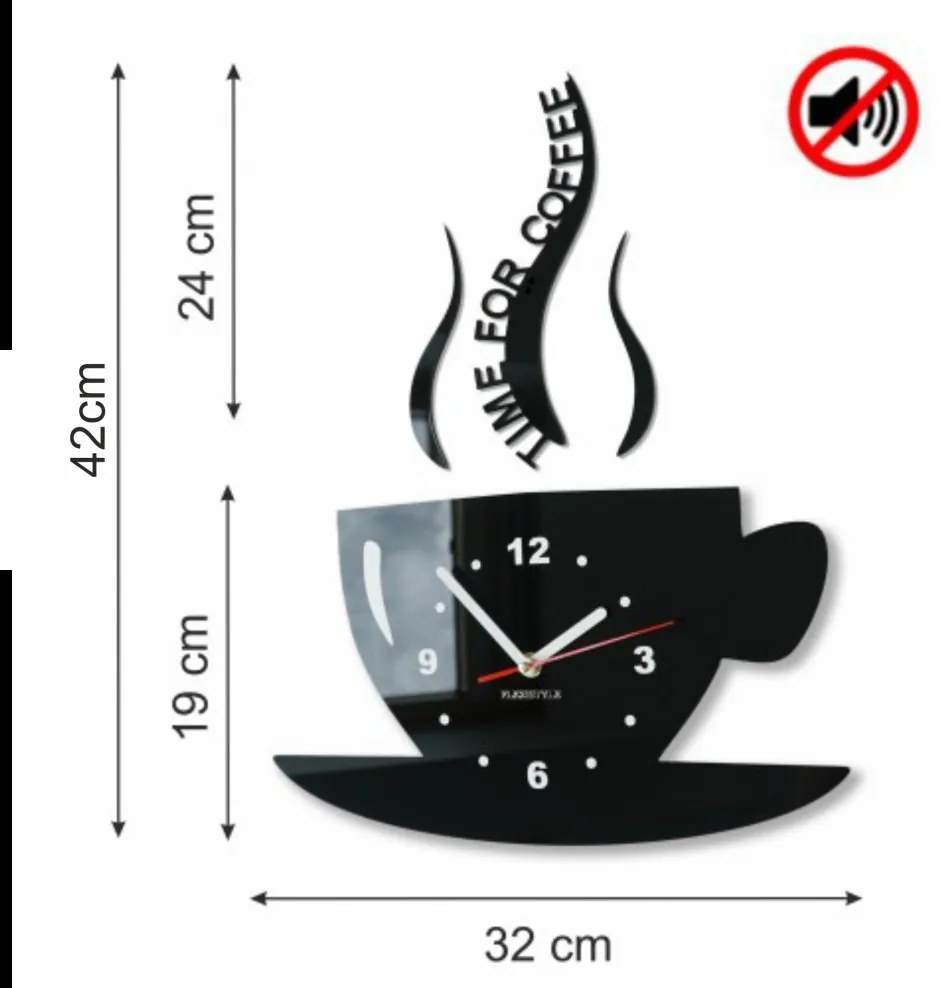 Ceas de perete "Este timpul pentru cafea" Negru