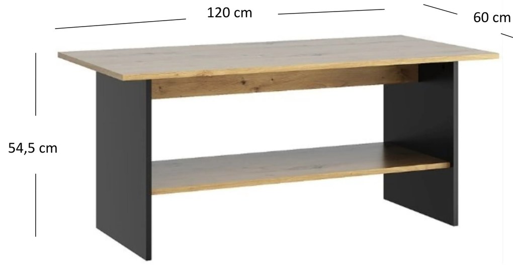 Măsuță cafea Bobbie (Stejar artisan + negru). 1052774