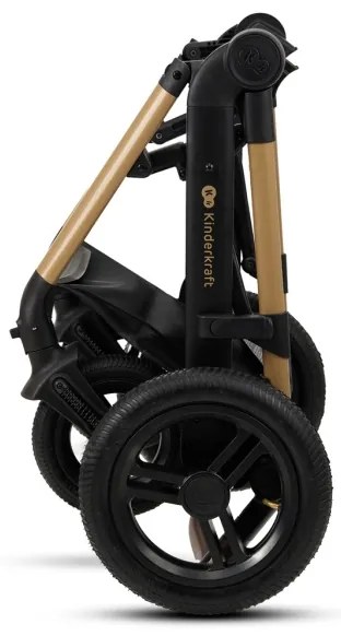 Cărucior de copii combinat 3 în 1 KINDERKRAFT MOOV 2 AIR Pure black + scaun auto MINK PRO