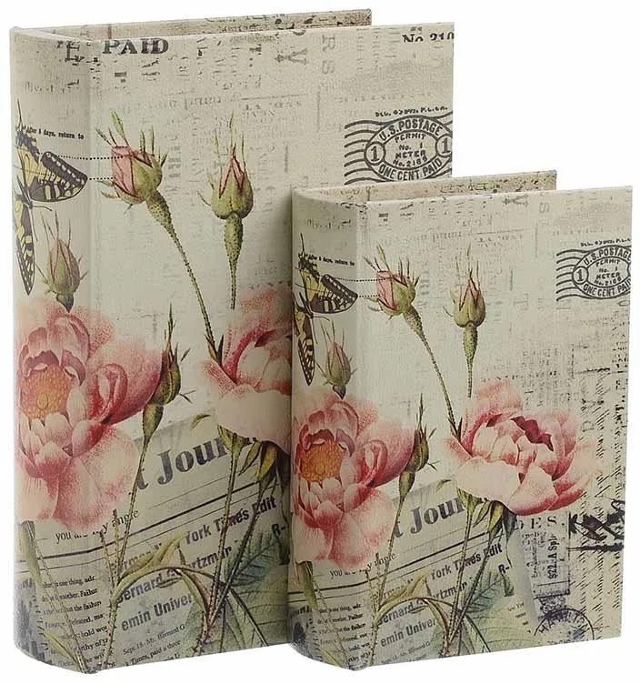 Set 2 cutii decor piele Pink Flowers