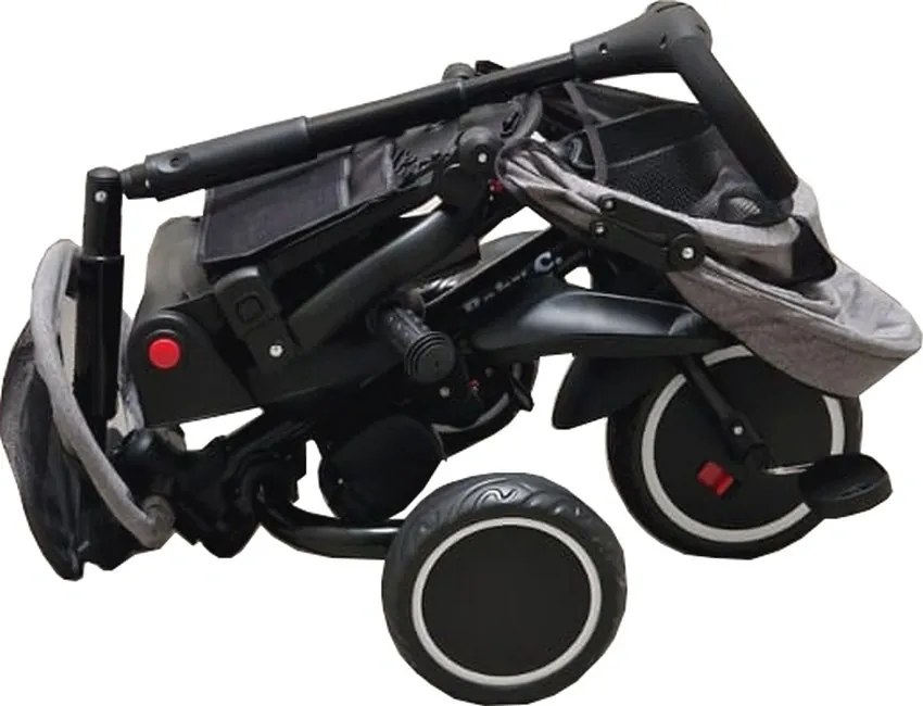 Tricicleta pliabila cu copertina Baby Care™ Folding Trike, Roti din spuma cauciucata EVA, Pedale si maner pentru parinti, Scaun reversibil cu rotire