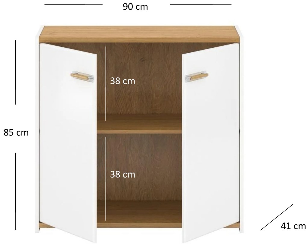 Comodă Andre 2D (alb mat). 1052708