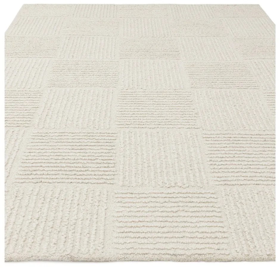 Covor fildeș țesut manual din lână 120x170 cm Zennith Grid – Asiatic Carpets