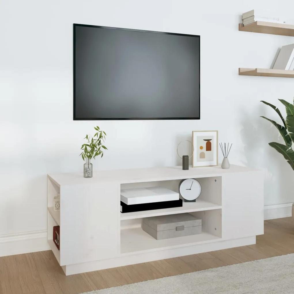 Comoda TV, alb, 110x35x40,5 cm, lemn masiv de pin 1, Alb