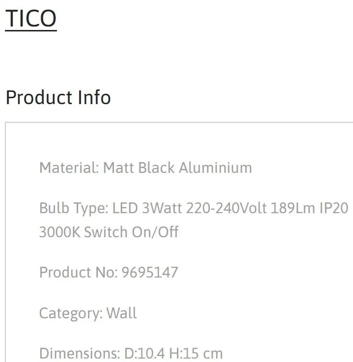 Aplica cu Spot LED directionabil stil minimalist TICO negru, NVL-9695147