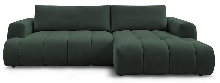 Colțar verde extensibil/cu spațiu de depozitare (cu colț pe partea dreaptă/cu șezlong) Fuji – Bobochic Paris