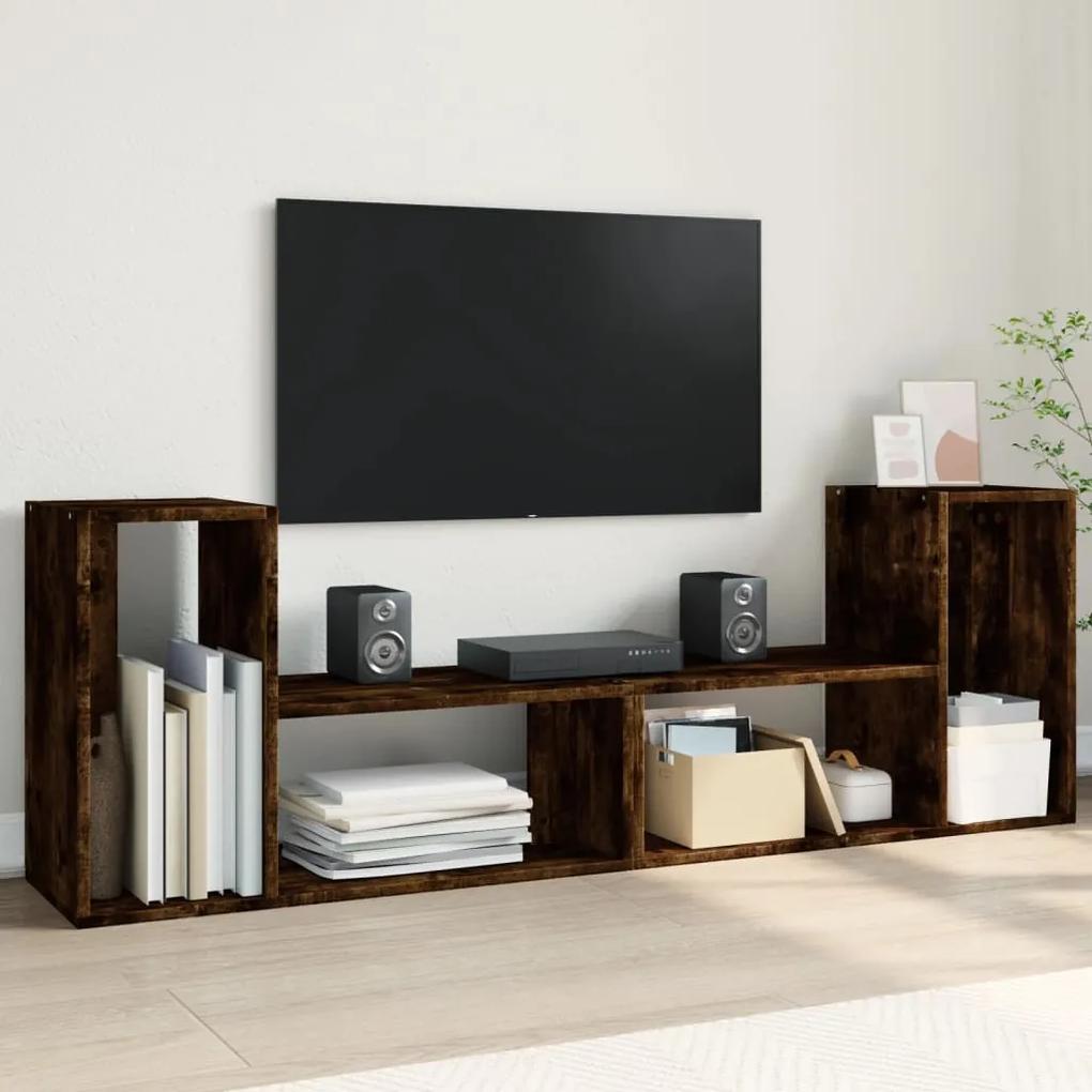 Dulapuri TV, 2 buc, stejar fumuriu, 75x30x50 cm, lemn prelucrat