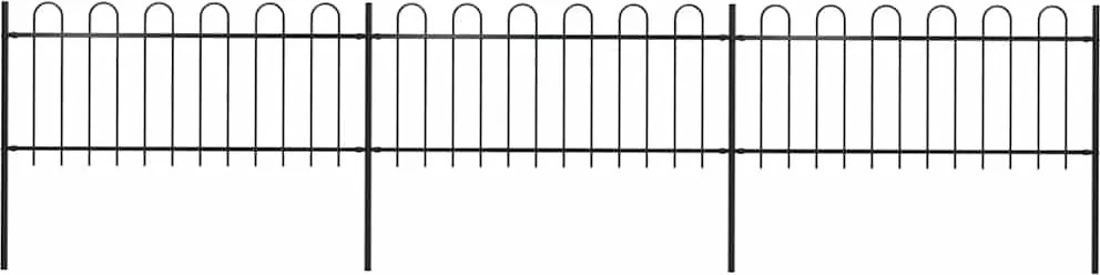 vidaXL Gard de grădină cu vârf circular din oțel, 537x80 cm, negru