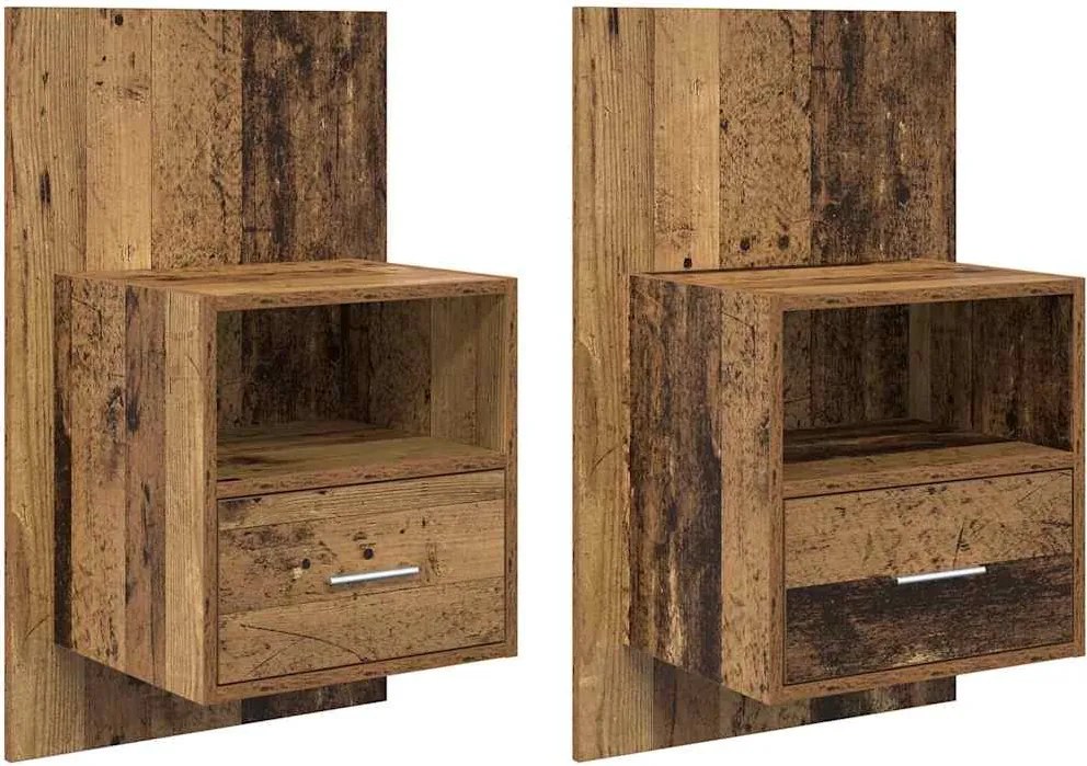 vidaXL Dulap de noapte 2 pcs Lemn vechi 50 x 32.5 x 80cm Lemn compozit