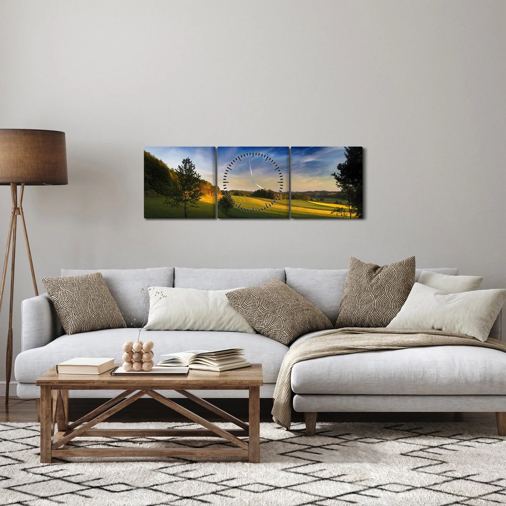 Tablou - Lunca de munte (cu ceas) (90x30 cm)