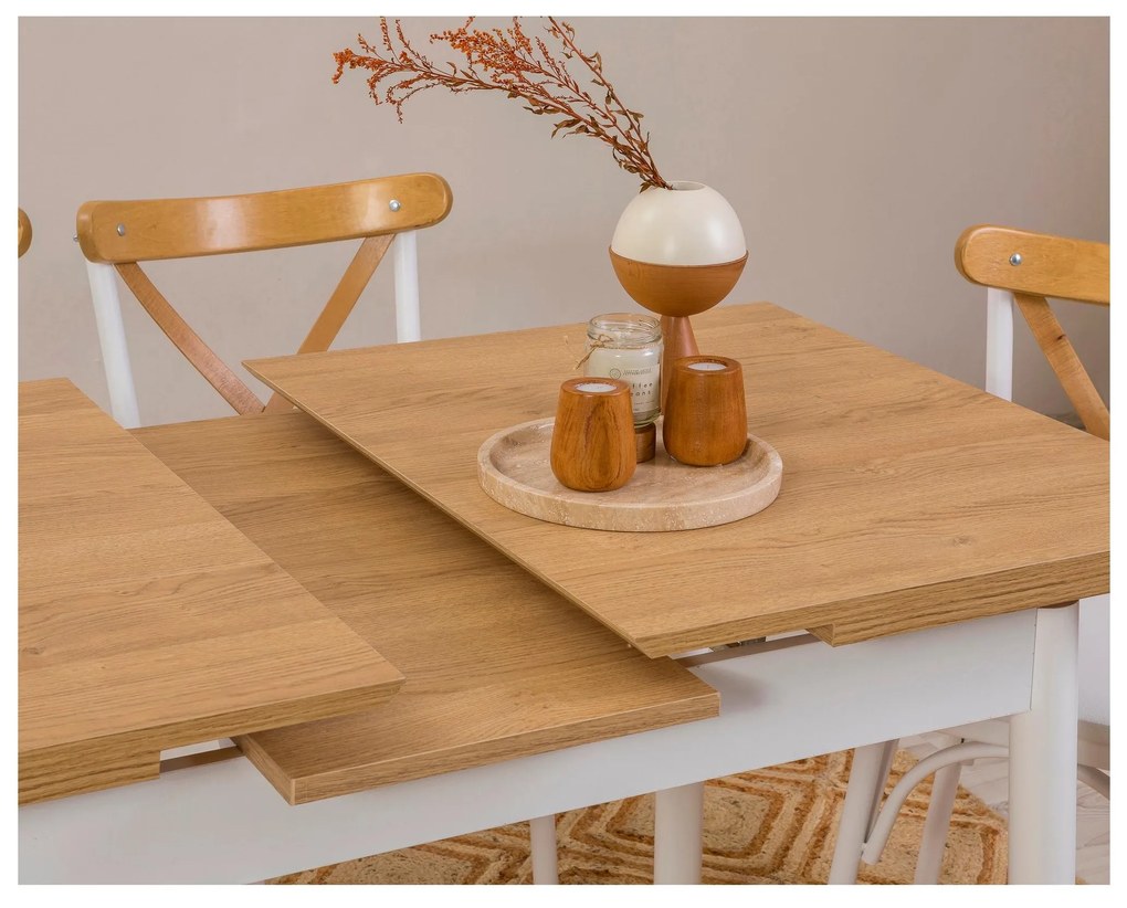 Set mobilier sufragerie Duvasa 25 (alb) (pentru 4 persoane). 1093810