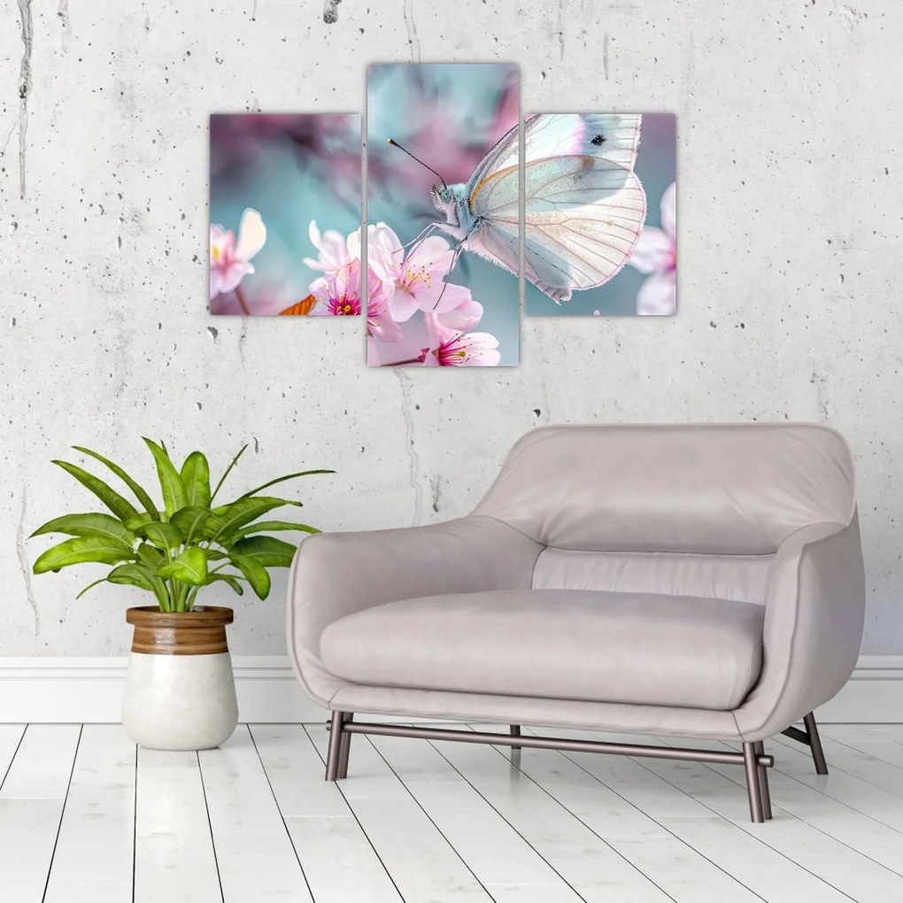 Tablou - Fluture pe un cireș (90x60 cm)