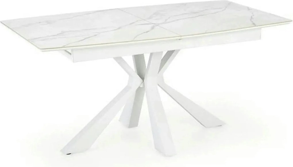 Masa living extensibila alba VIVALDI, ceramica/metal, 160/200x90x78 cm