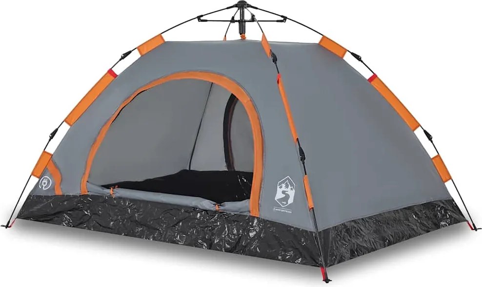 vidaXL Cort de camping, 2 persoane, gri/portocaliu, setare rapidă