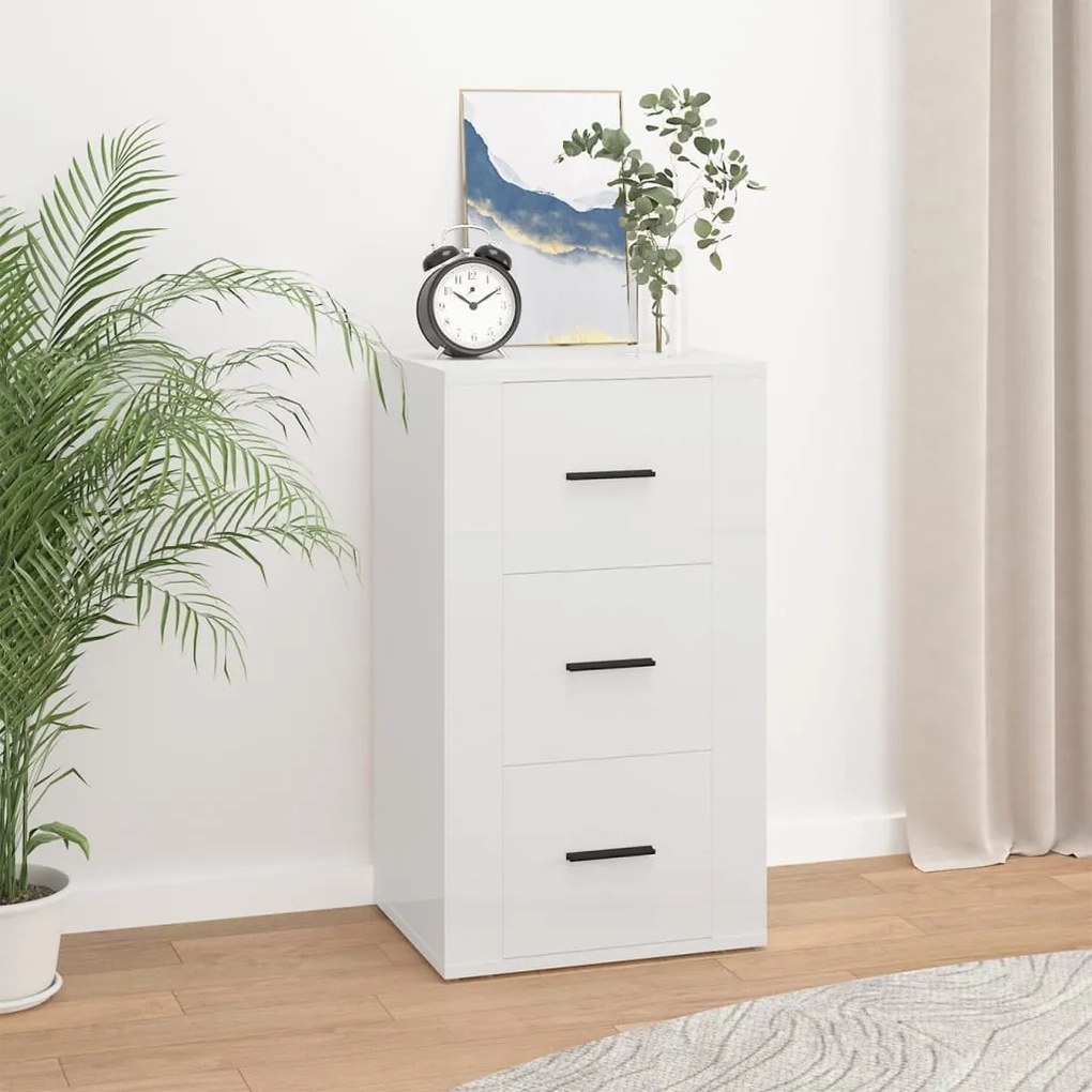 819422 vidaXL Dulap, alb extralucios, 40x33x70 cm, lemn prelucrat