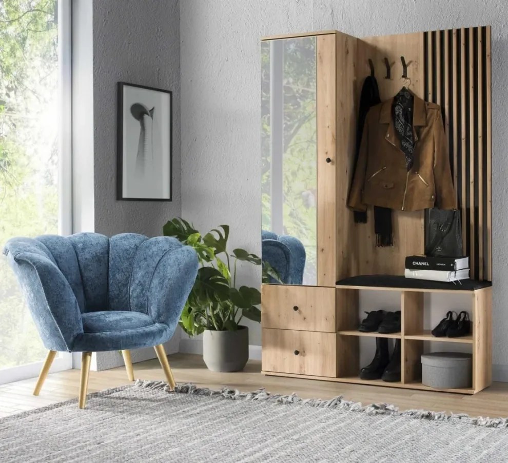 Modul pentru hol, stejar artisan / negru, KOLI C