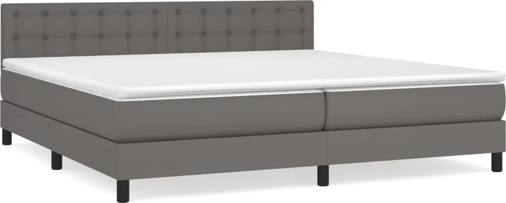 vidaXL Pat box spring cu saltea, gri, 200x200 cm, piele ecologică