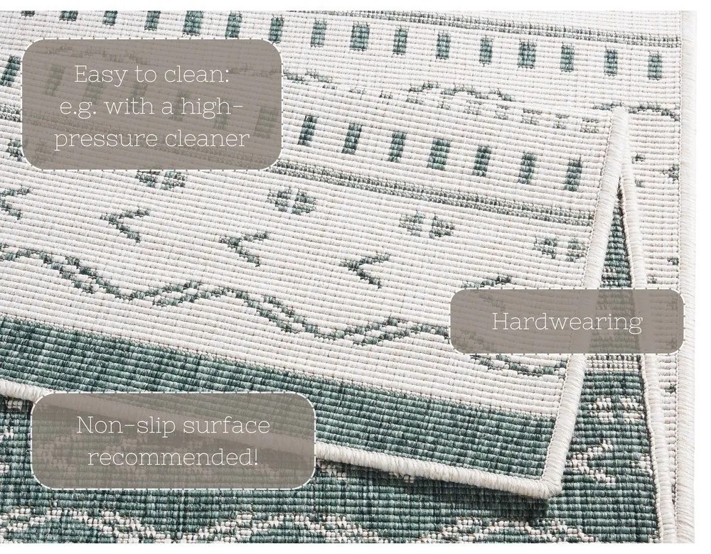 Covor adecvat pentru exterior NORTHRUGS Kuba, 80 x 350 cm, verde-crem