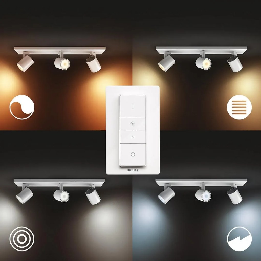 Spot LED Triplu Philips Hue Runner, Bluetooth, 3xGU10, 3x5W, 1050