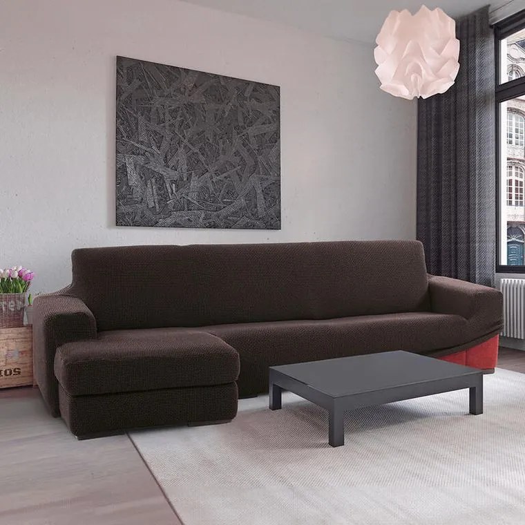 Nueva Textura Huse care se întind foarte bine NIAGARA ciocolatei canapea cu otoman stânga (l. 200 - 300 cm)