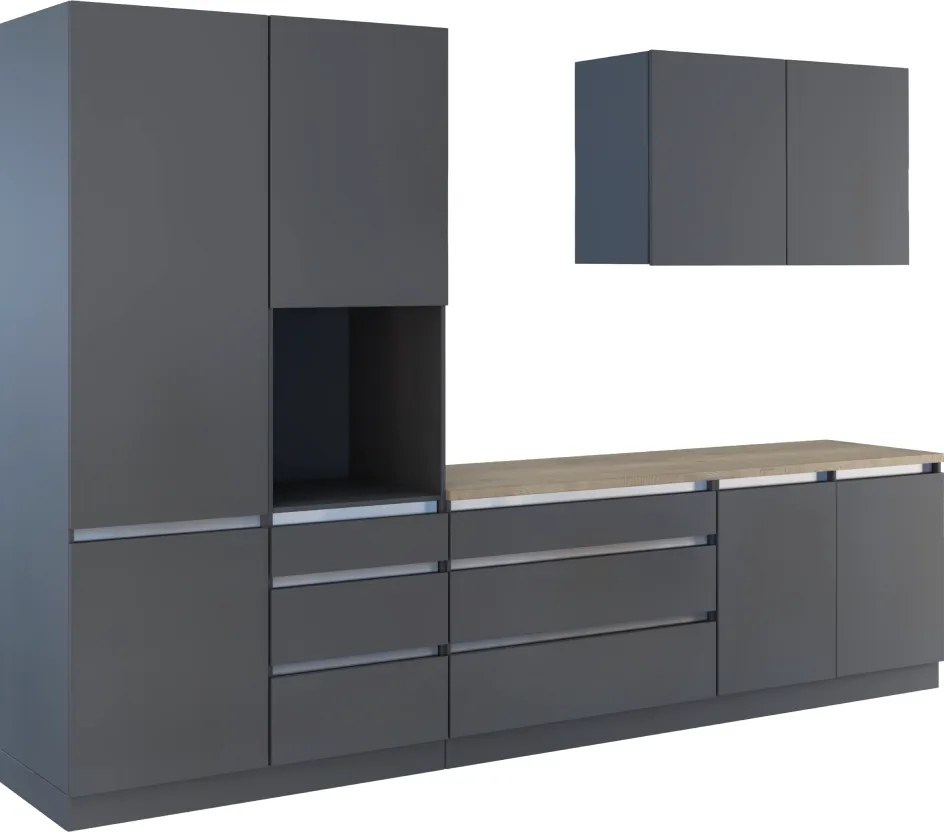 Mobilier de bucătărie, 3,3 m, antracit mat/antracit, ASTI 330