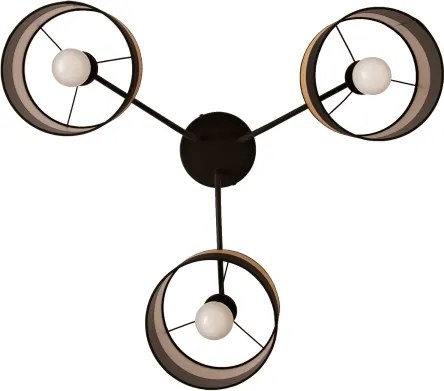 Plafonieră aplicată ALBA 3xE27/15W/230V Ø 66 cm negru/maro