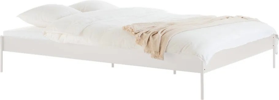 Pat matrimonial alb din oțel fără tăblie cu somieră 180x200 cm Eton Basic – noo.ma