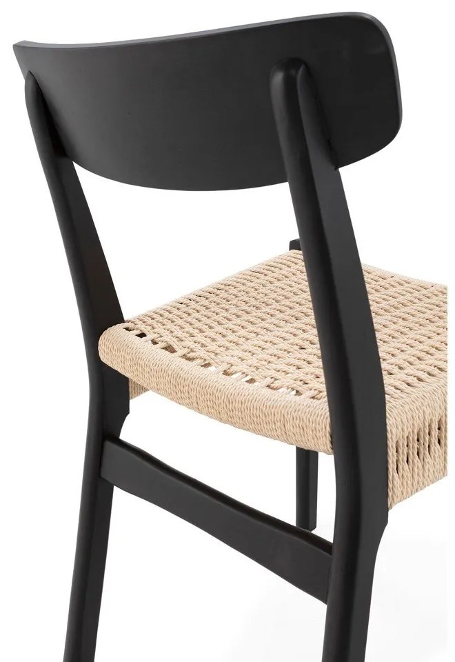 Scaune de dining negre 2 buc. din lemn de arbore de cauciuc Biel – MOME