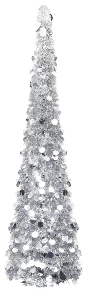 vidaXL Brad de crăciun artificial tip pop-up, argintiu, 150 cm, pet