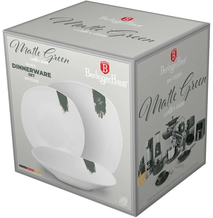 BerlingerHaus Set de 18 farfurii Matte Green,alb-verde