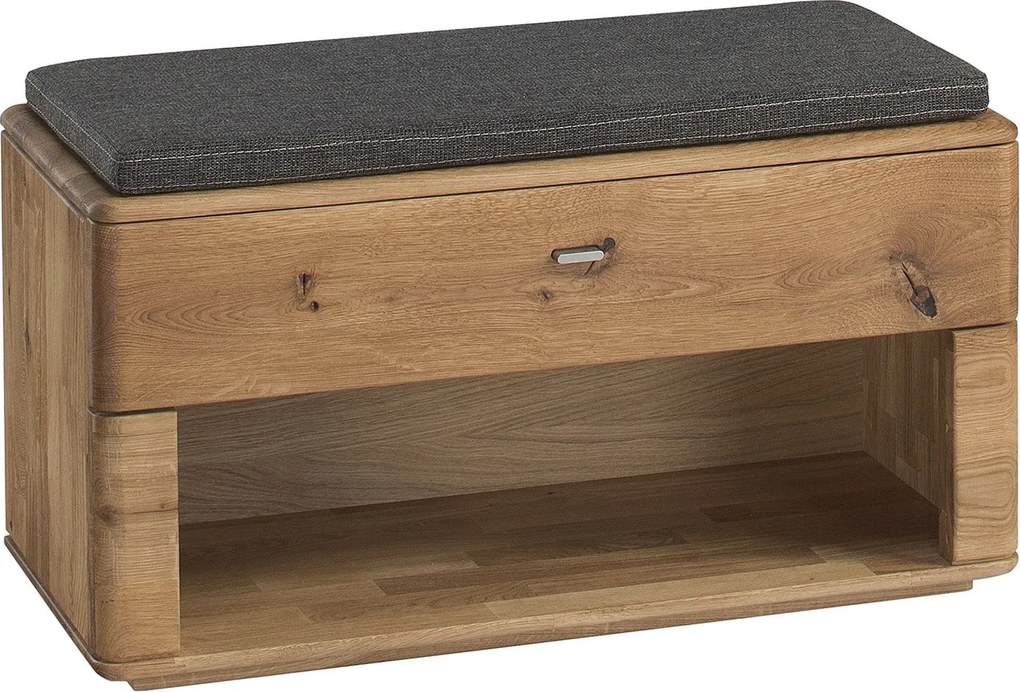 Băncuță lemn masiv natur Încălțăminte Siena Stejar, 48.5 × 85.4 × 39 cm