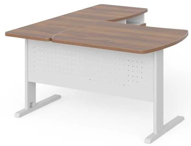 Statie de lucru de colt Manager 140 x 160 cm, dreapta, nuca warmia / alb