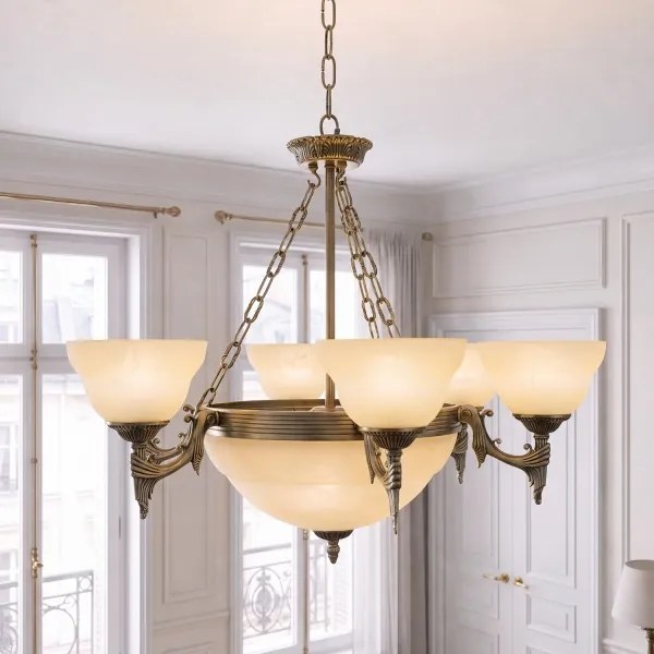 BRILAGI - Candelabru suspendat cu lanț DAHLIA 9xE27/40W/230V Ø 74 cm alamă