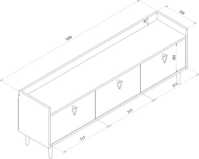 Comoda TV PIENA 160 cm, alb