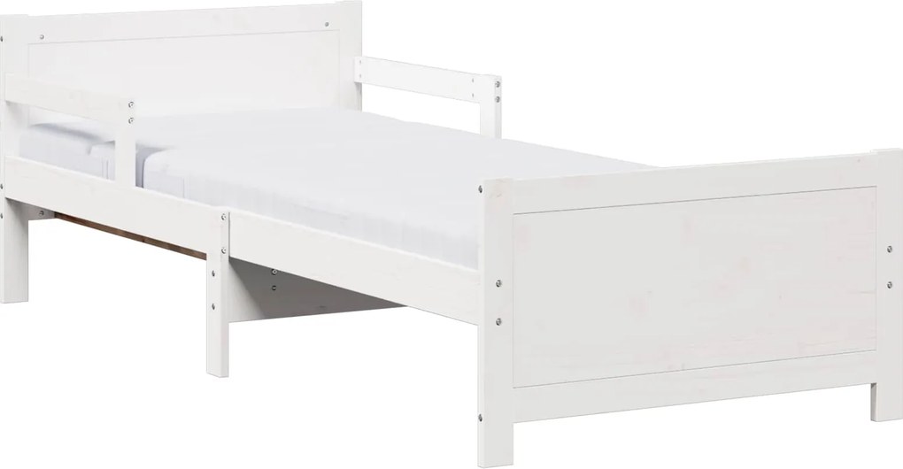 vidaXL Cadru de pat cu saltea Alb 80 x 200 cm Lemn de pin masiv