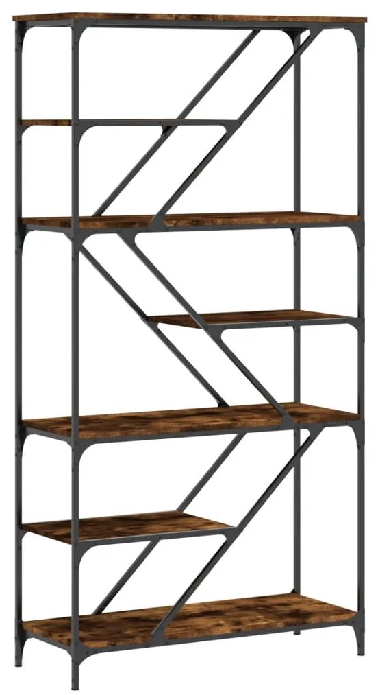 vidaXL Bibliotecă, stejar fumuriu, 91x36x176 cm, lemn prelucrat/oțel
