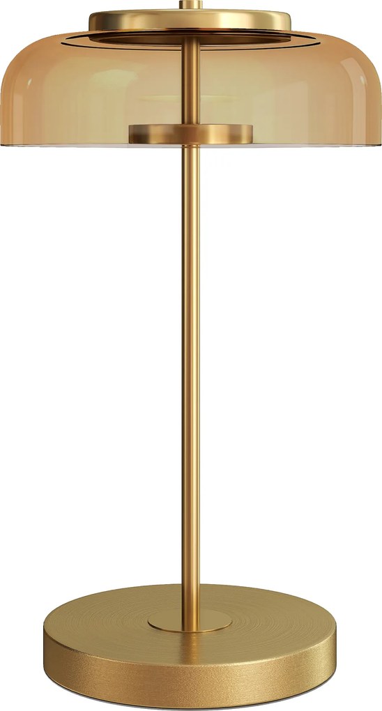 HOMCOM Lampă de masă Lampă cu lumină LED caldă, bază metalică, abajur din sticlă chihlimbar, Ø23 x 40H cm, Auriu | Aosom Romania