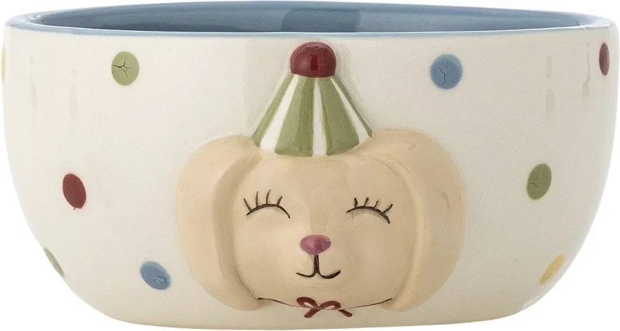 Set 3 piese din ceramică artizanală, multicolor, pictate manual cu un cățeluș vesel, pentru copii, „Party"