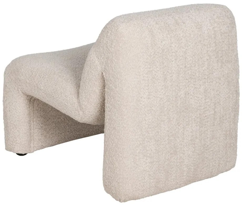Fotoliu bej cu tapițerie din țesătură bouclé – Ixia